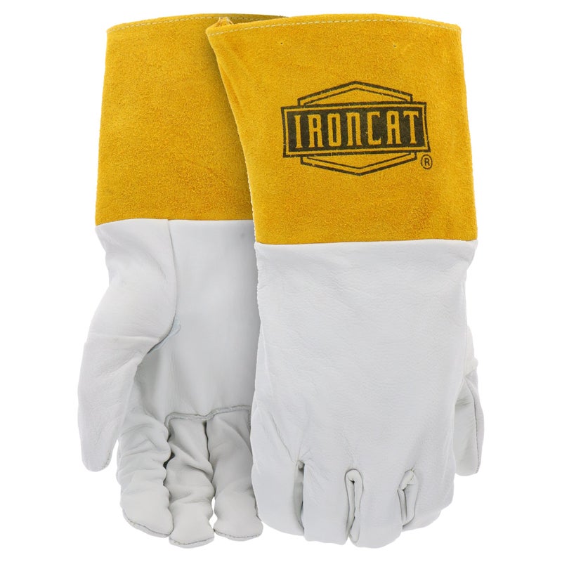 IRONCAT 6141 Kidskin TIG Welding Gloves â€“ Large, Kevlar Thread Welding Gloves with 4 in. Gold Cuff, Straight Thumb, Pearl, Natural - Image 3